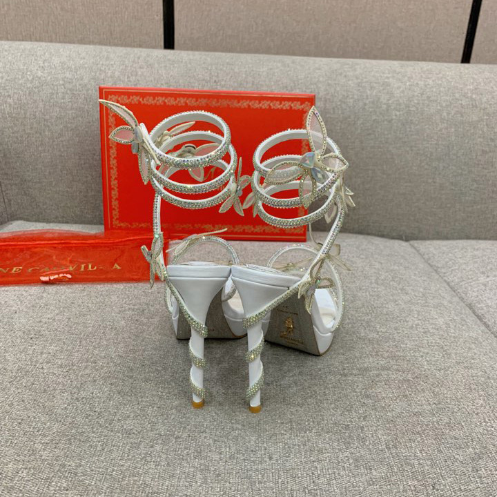 Rene Caovilla Margot Crystal White Platform Sandal 120 - DopestKickz