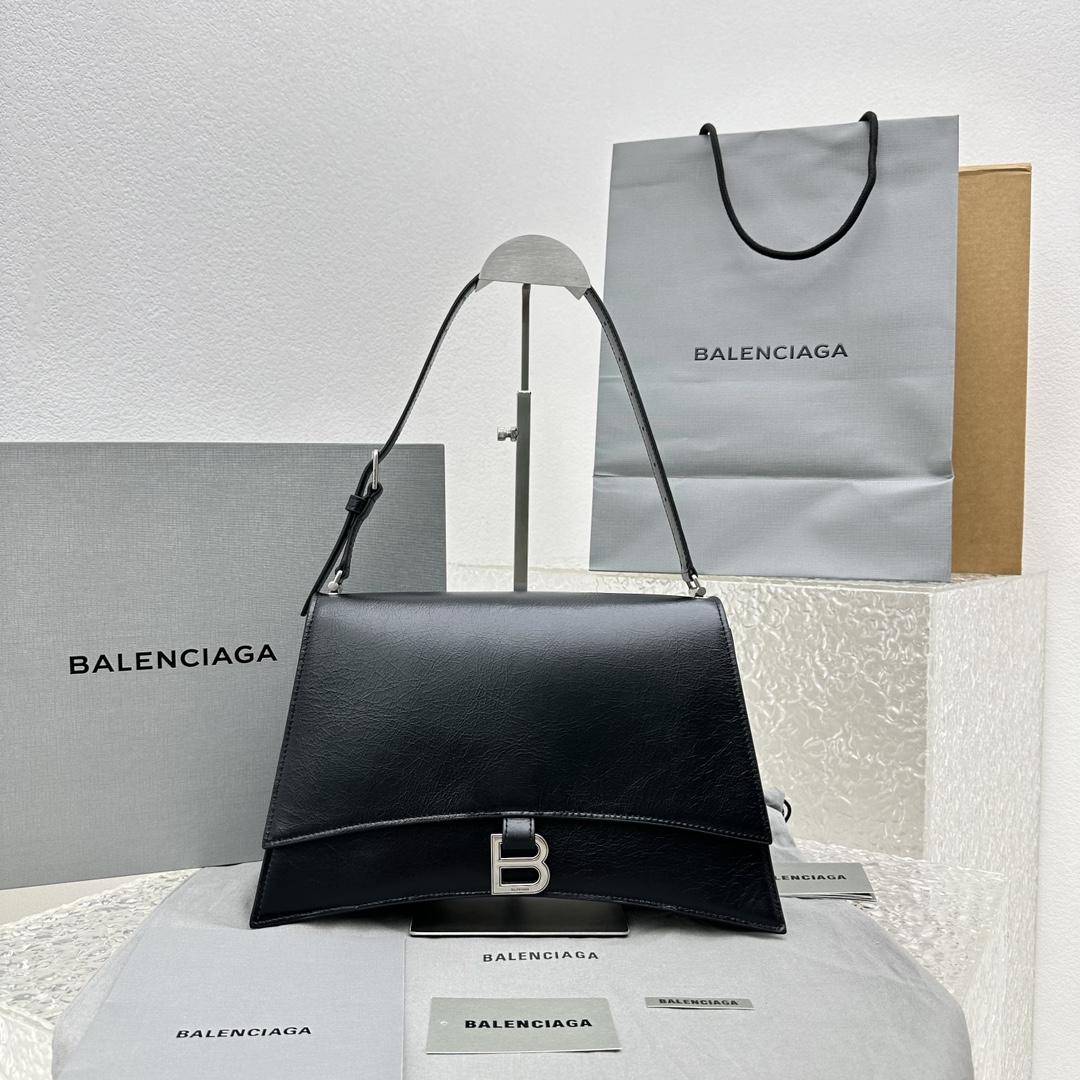 Balenciaga Crush Medium Sling Bag In Black (31x20x10cm) - DopestKickz