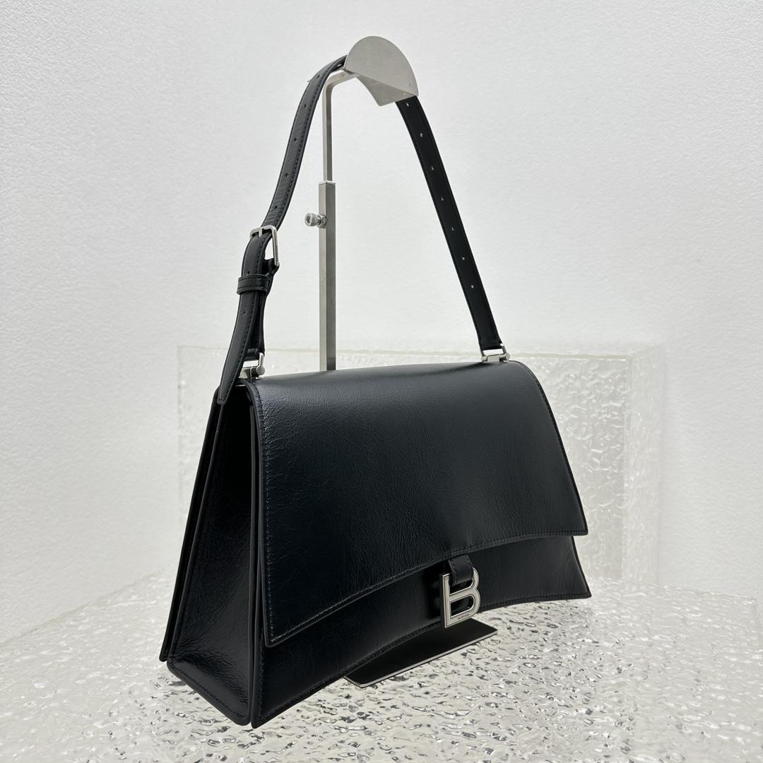 Balenciaga Crush Medium Sling Bag In Black (31x20x10cm) - DopestKickz