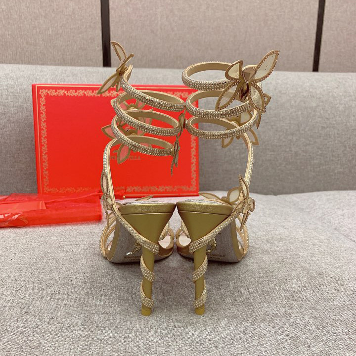 Rene Caovilla Margot Crystal Gold Butterfly Sandal   95 - DopestKickz