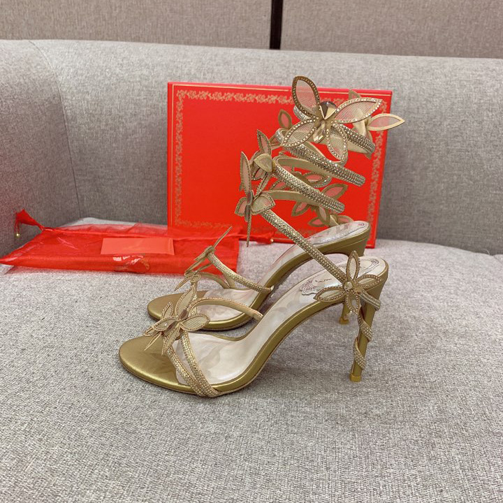 Rene Caovilla Margot Crystal Gold Butterfly Sandal   95 - DopestKickz