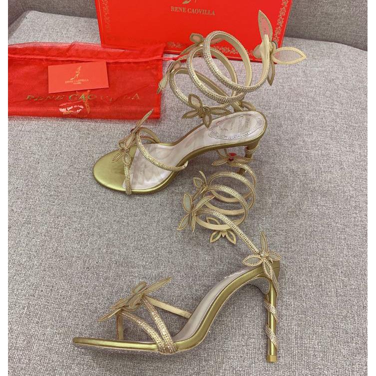 Rene Caovilla Margot Crystal Gold Butterfly Sandal   95 - DopestKickz