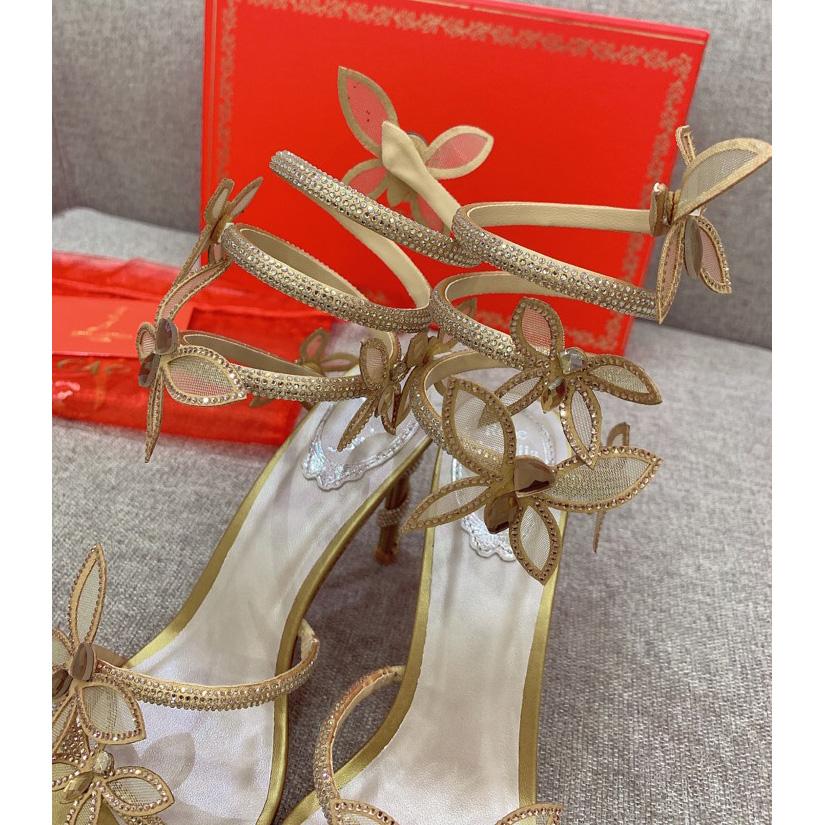 Rene Caovilla Margot Crystal Gold Butterfly Sandal   95 - DopestKickz