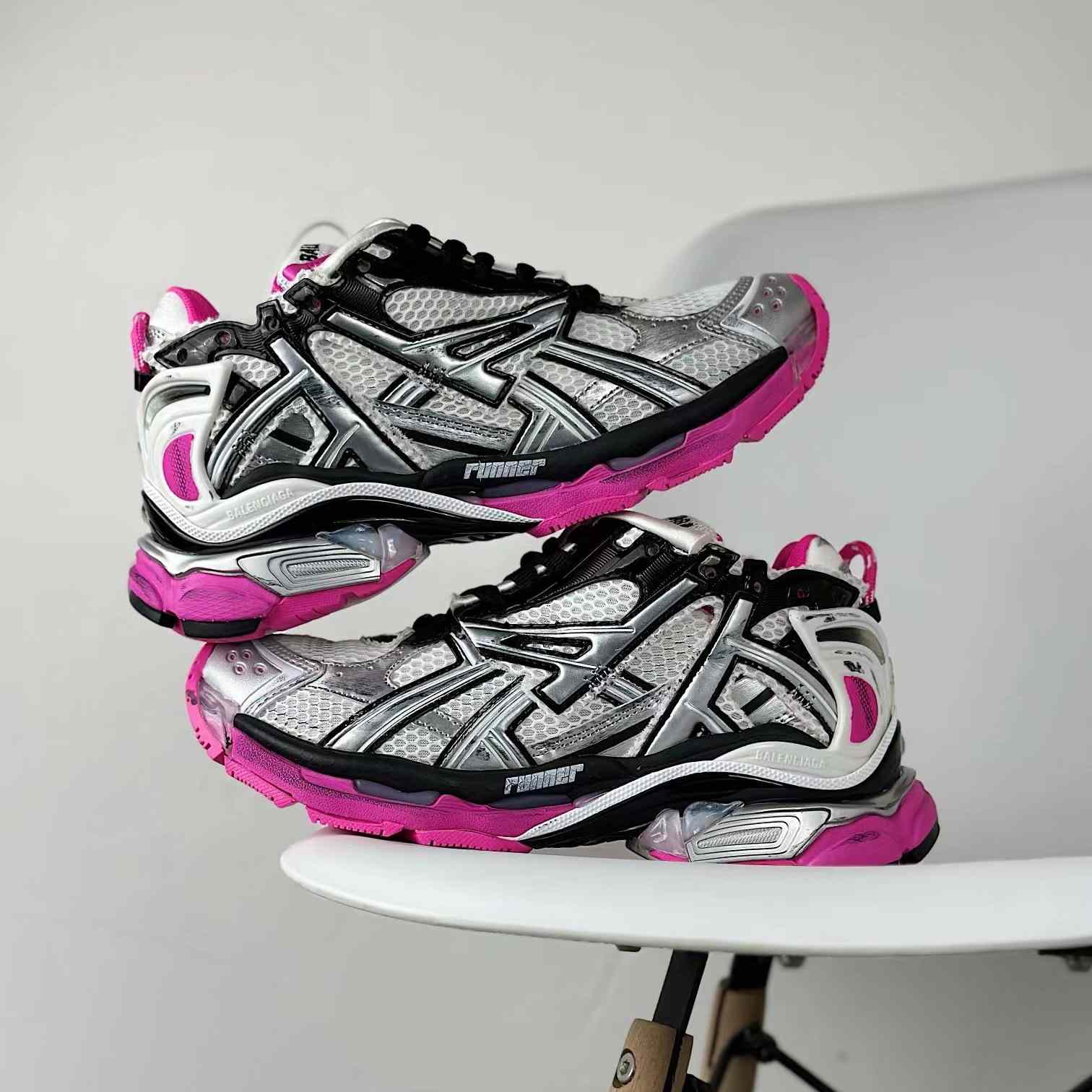 Balenciaga Runner Sneaker In Silver - DopestKickz