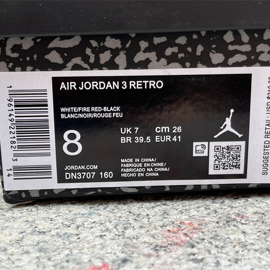 Air Jordan 3 OG “Fire Red”DIY Love Basketball Shoes   DN3707-160  - DopestKickz