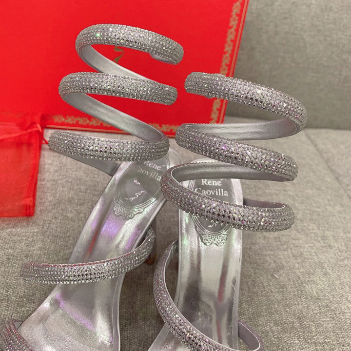 Rene Caovilla Cleo Silver Sandal 105 Crystal - DopestKickz
