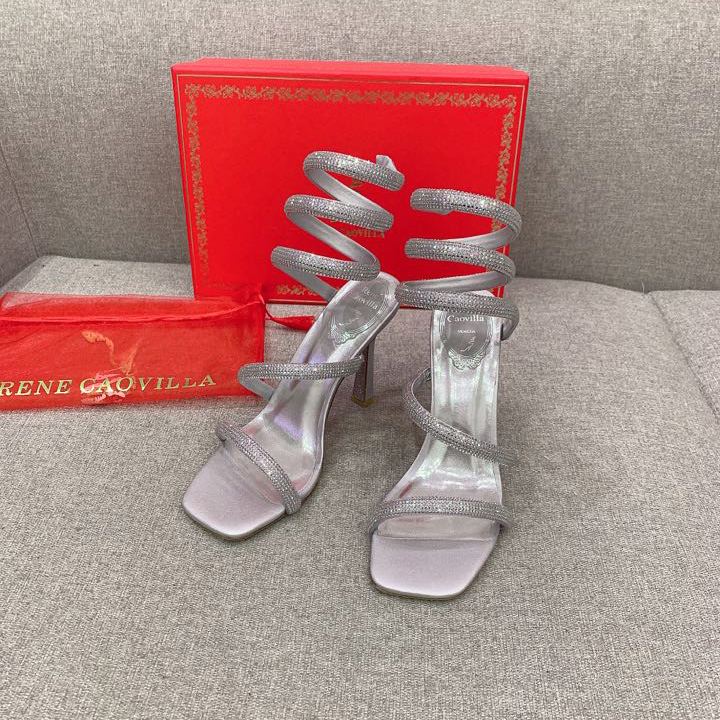 Rene Caovilla Cleo Silver Sandal 105 Crystal - DopestKickz