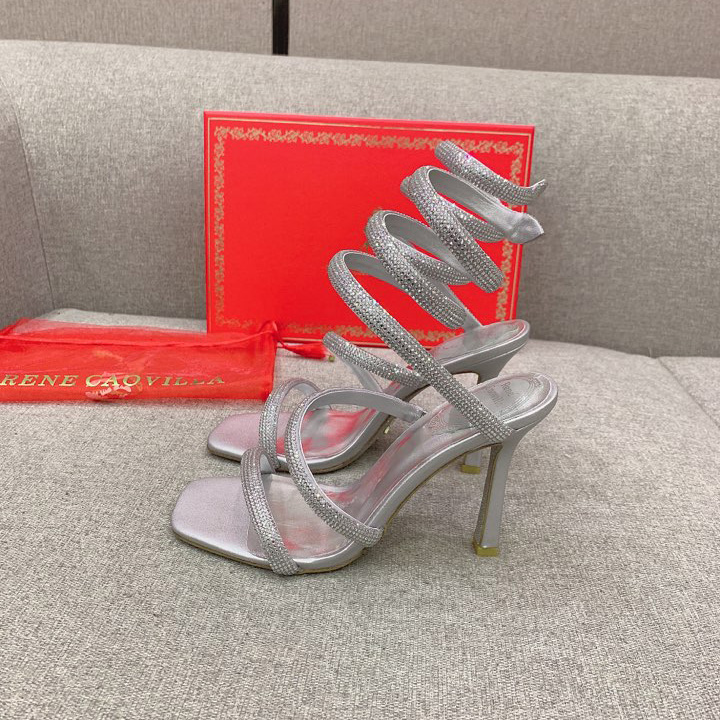 Rene Caovilla Cleo Silver Sandal 105 Crystal - DopestKickz
