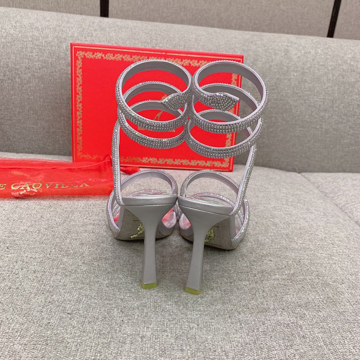 Rene Caovilla Cleo Silver Sandal 105 Crystal - DopestKickz