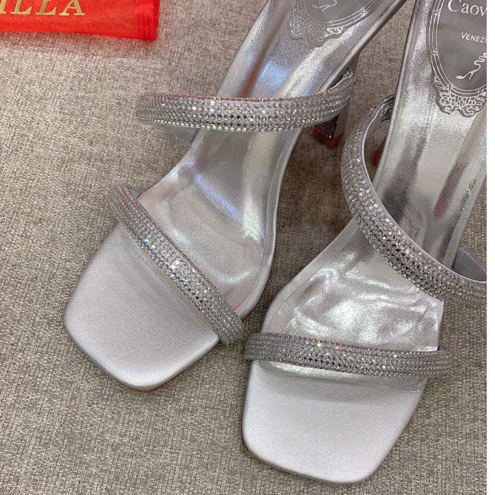 Rene Caovilla Cleo Silver Sandal 105 Crystal - DopestKickz