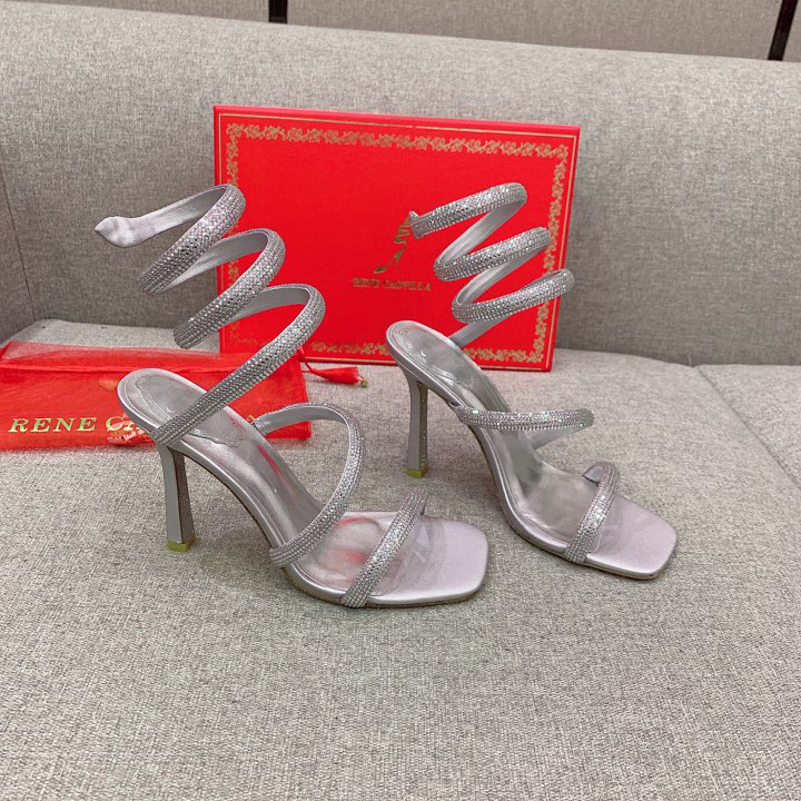 Rene Caovilla Cleo Silver Sandal 105 Crystal - DopestKickz