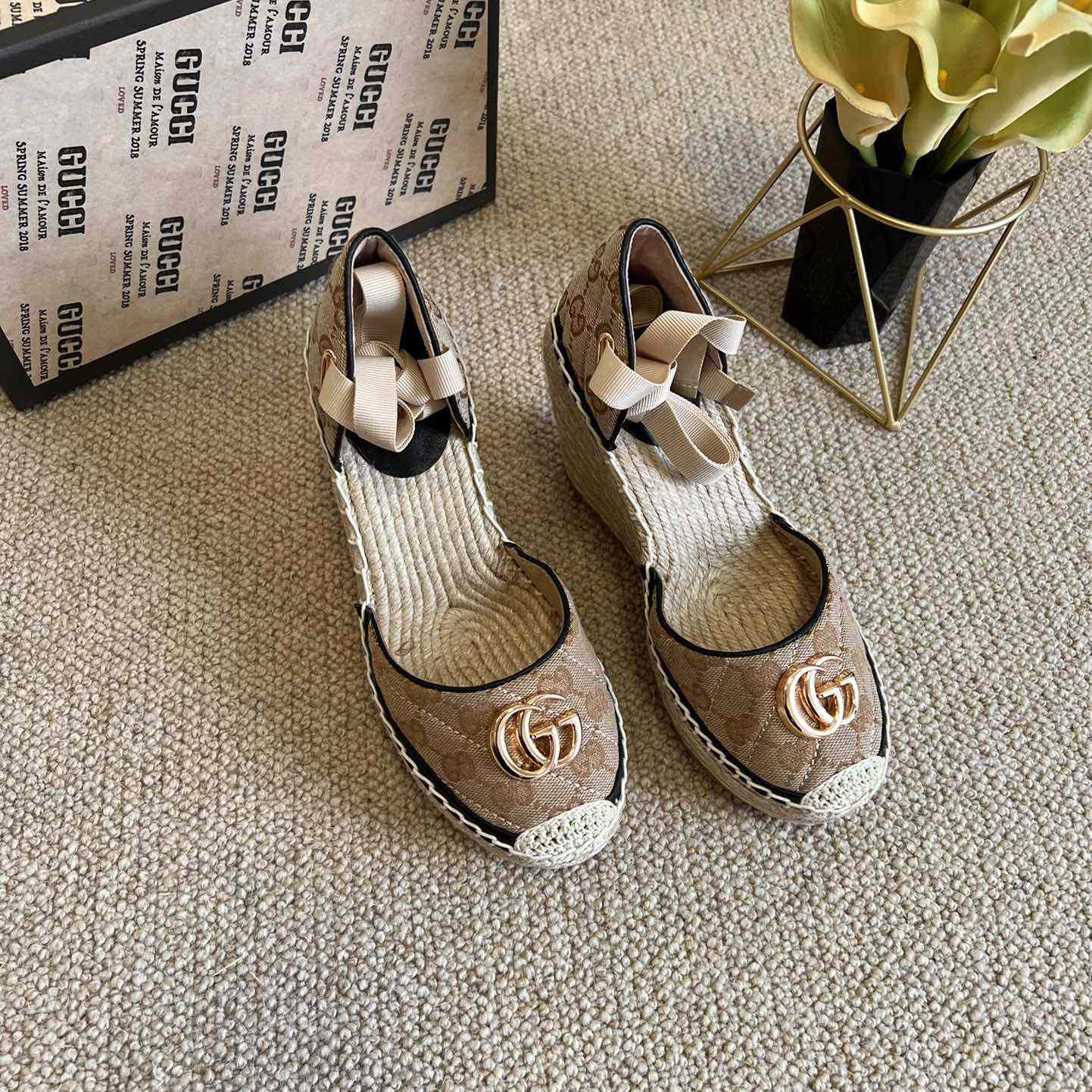 Gucci Women's GG Matelassé Platform Espadrille - DopestKickz