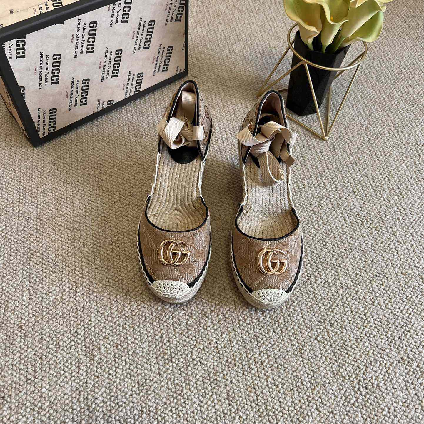 Gucci Women's GG Matelassé Platform Espadrille - DopestKickz