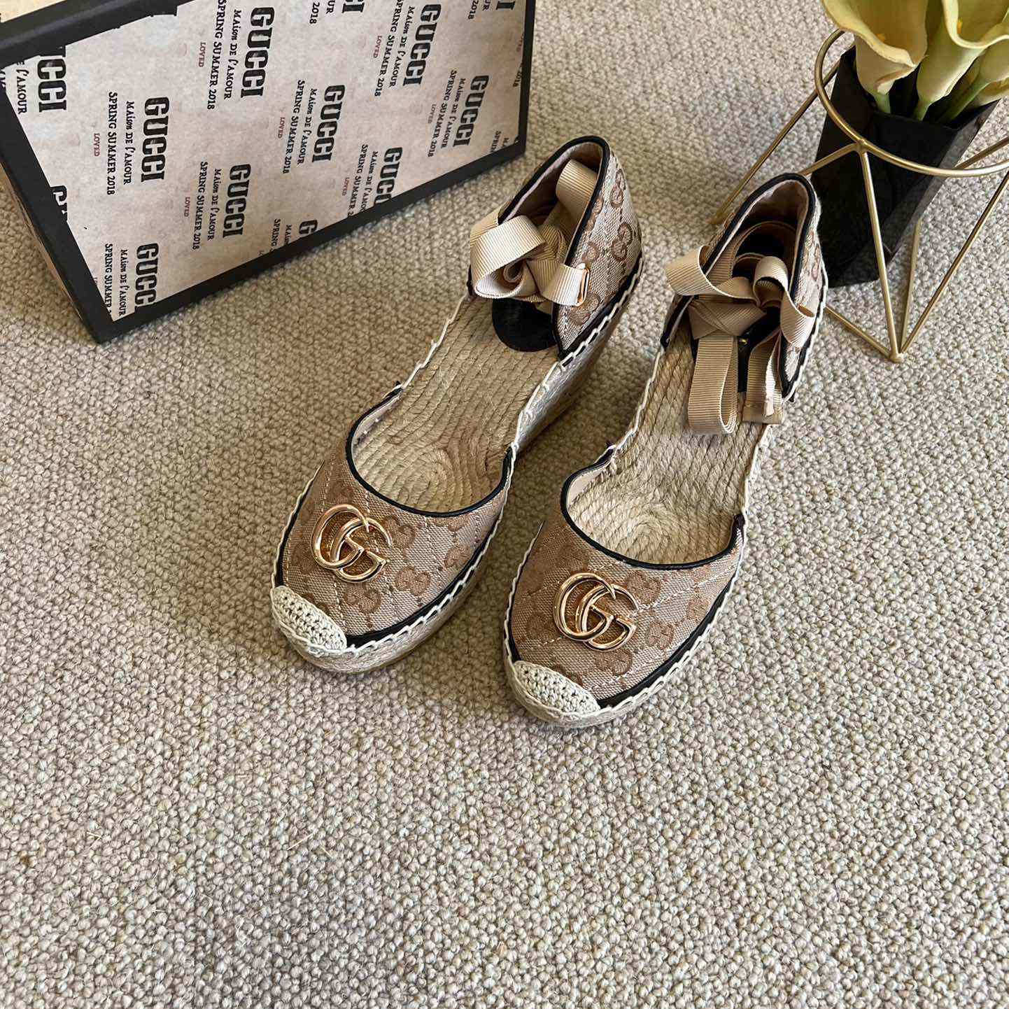 Gucci Women's GG Matelassé Platform Espadrille - DopestKickz