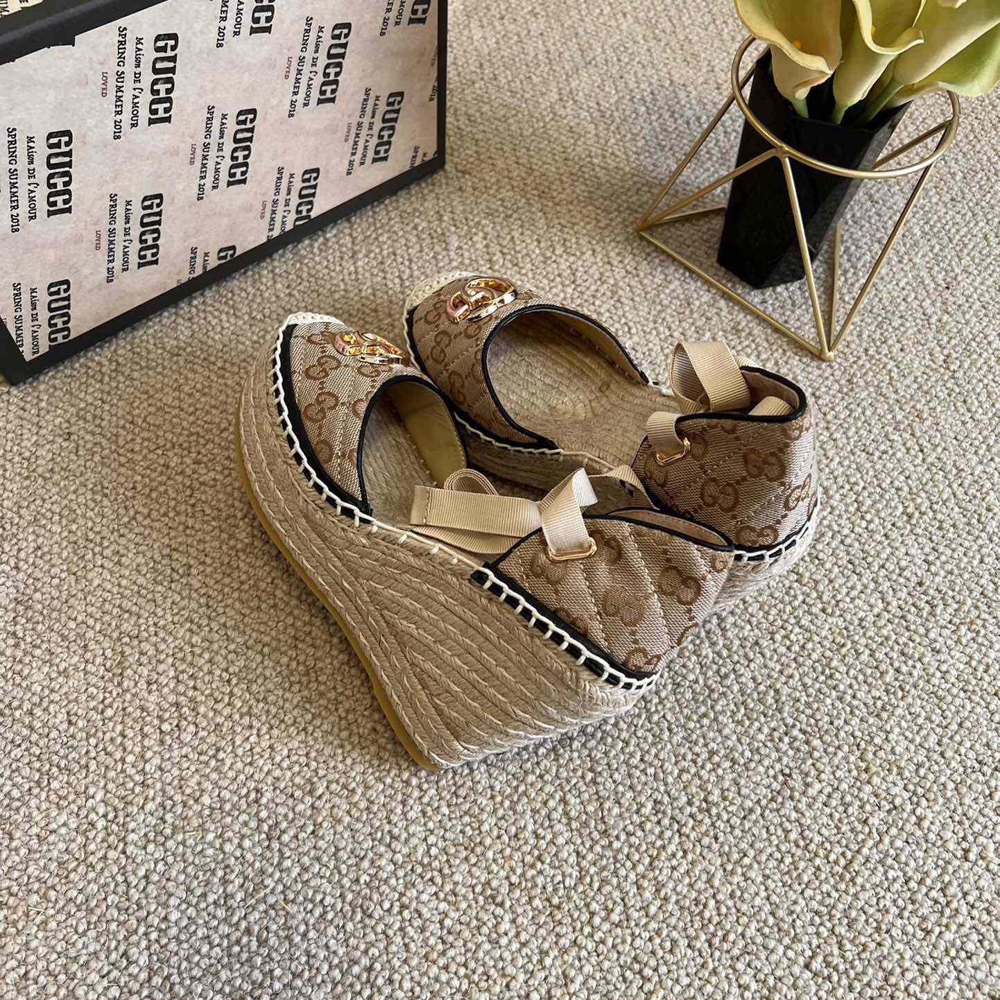 Gucci Women's GG Matelassé Platform Espadrille - DopestKickz