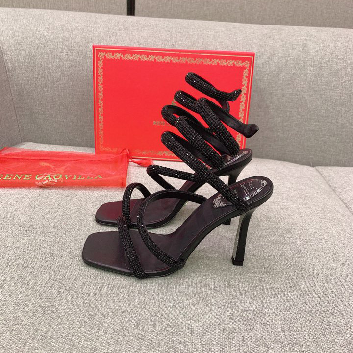 Rene Caovilla Cleo Black Sandal 105 Crystal - DopestKickz