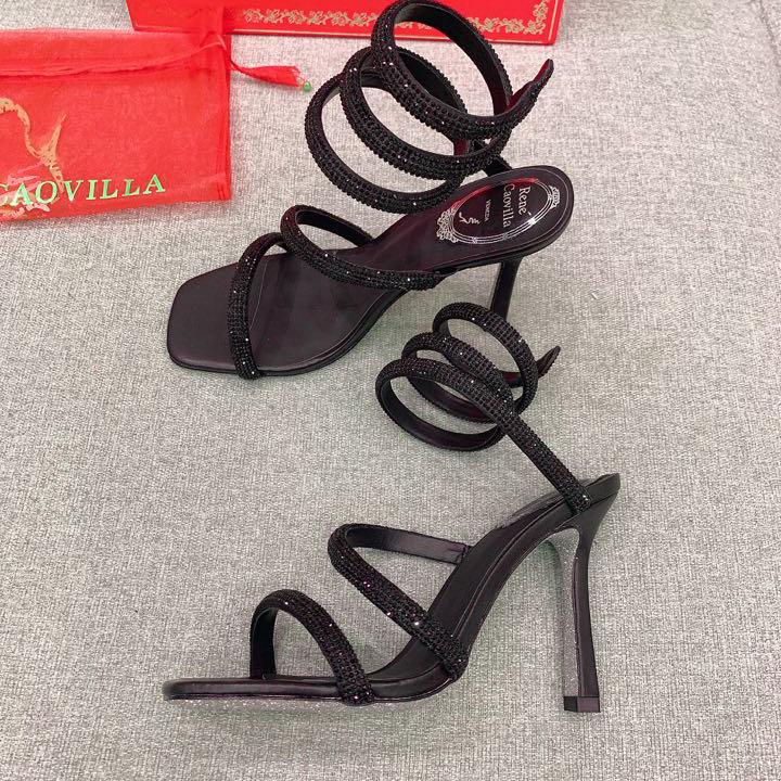 Rene Caovilla Cleo Black Sandal 105 Crystal - DopestKickz