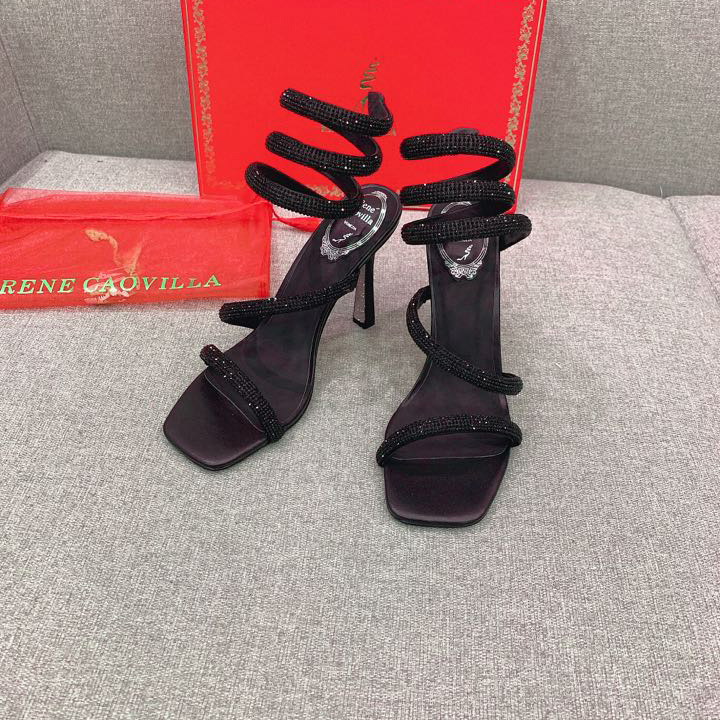 Rene Caovilla Cleo Black Sandal 105 Crystal - DopestKickz