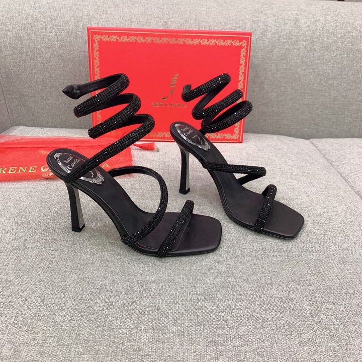 Rene Caovilla Cleo Black Sandal 105 Crystal - DopestKickz