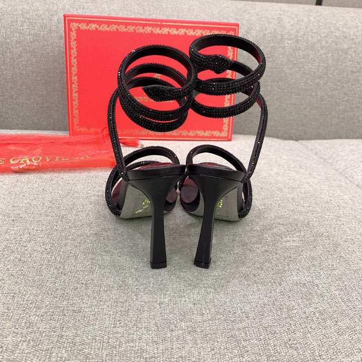 Rene Caovilla Cleo Black Sandal 105 Crystal - DopestKickz