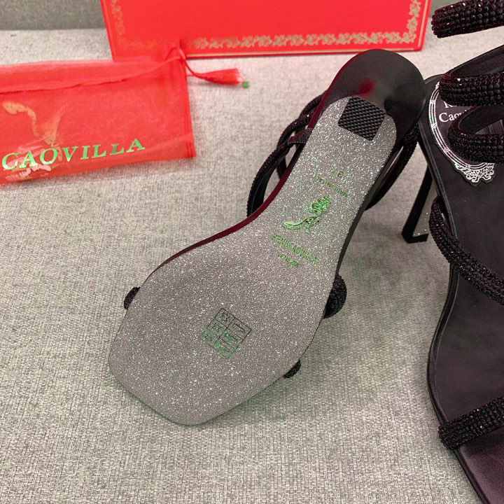 Rene Caovilla Cleo Black Sandal 105 Crystal - DopestKickz