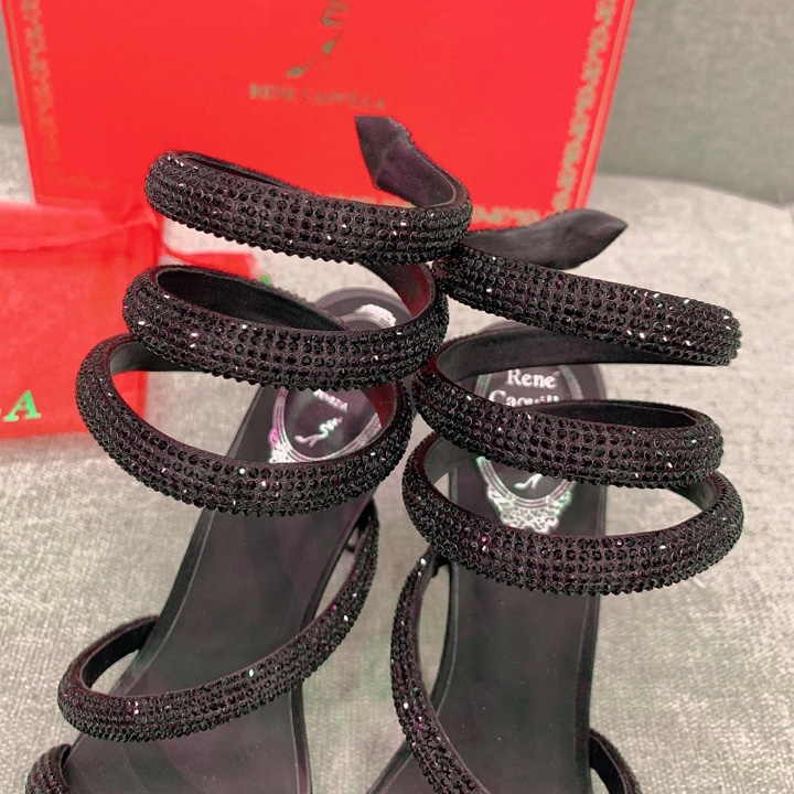 Rene Caovilla Cleo Black Sandal 105 Crystal - DopestKickz