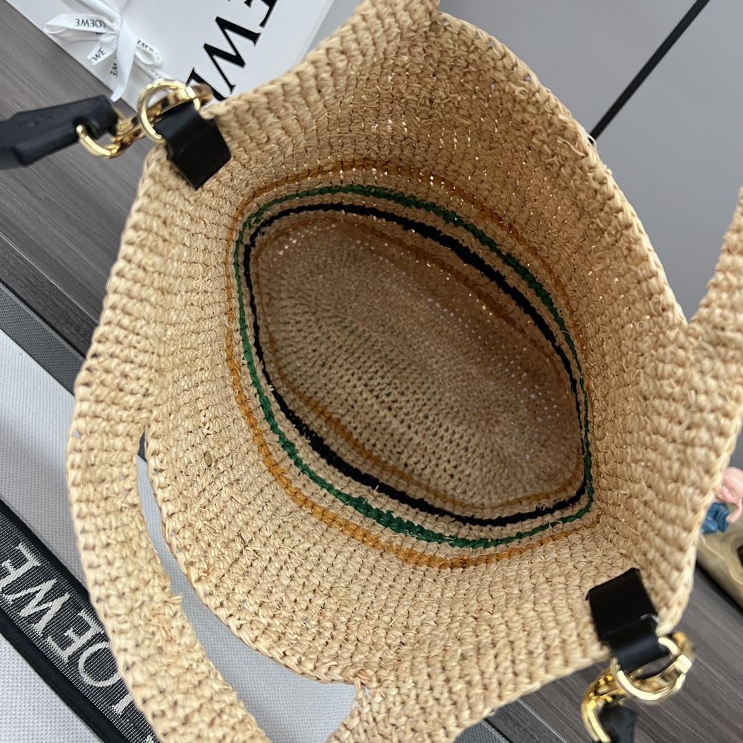 Loewe Mini Slit Bag In Striped Raffia And Calfskin - DopestKickz