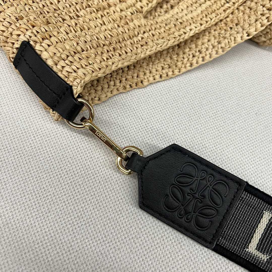 Loewe Mini Slit Bag In Striped Raffia And Calfskin - DopestKickz