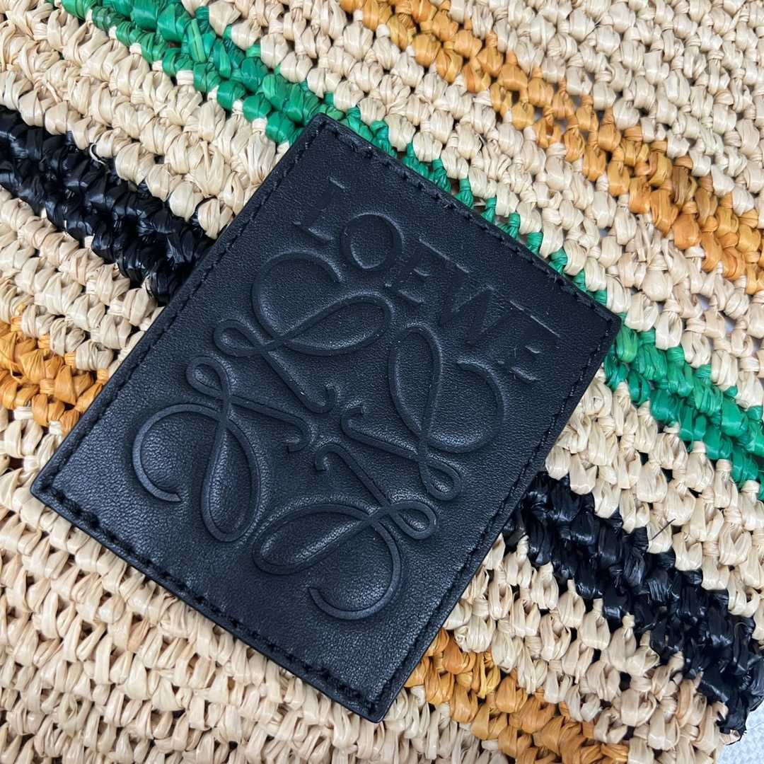 Loewe Mini Slit Bag In Striped Raffia And Calfskin - DopestKickz