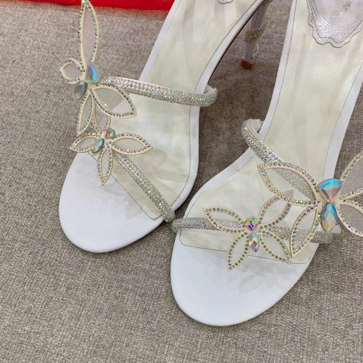 Rene Caovilla Margot Crystal White Sandal   95 - DopestKickz