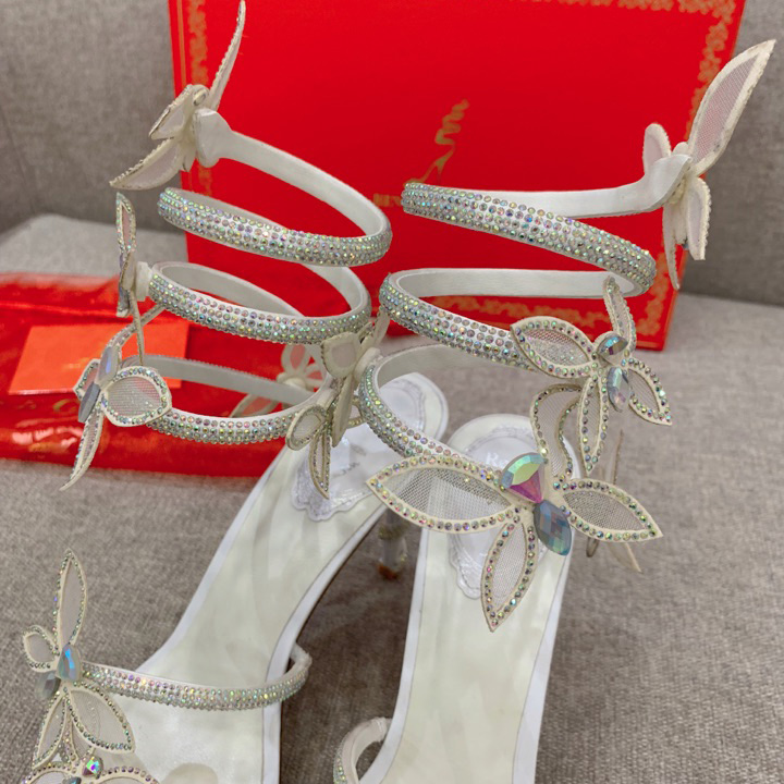 Rene Caovilla Margot Crystal White Sandal   95 - DopestKickz