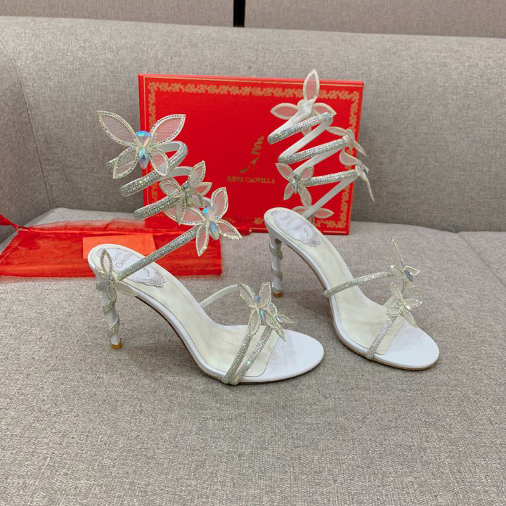 Rene Caovilla Margot Crystal White Sandal   95 - DopestKickz