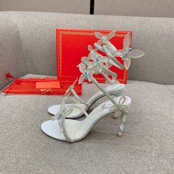 Rene Caovilla Margot Crystal White Sandal   95 - DopestKickz