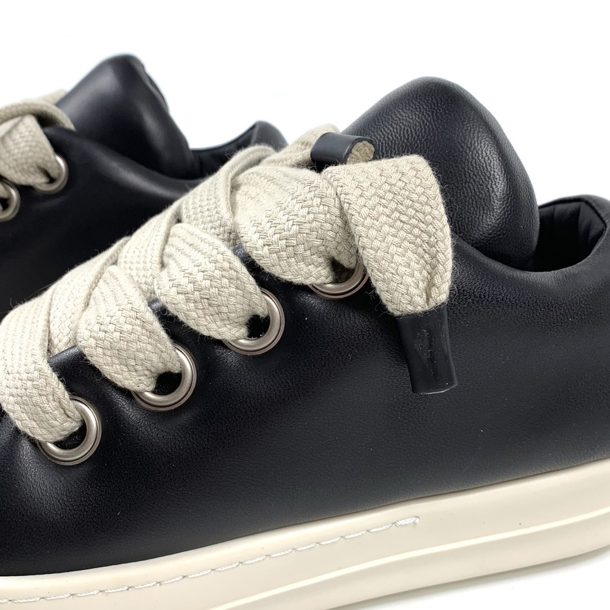Rick Owens Black Jumbo Lace-up Padded Sneakers - DopestKickz
