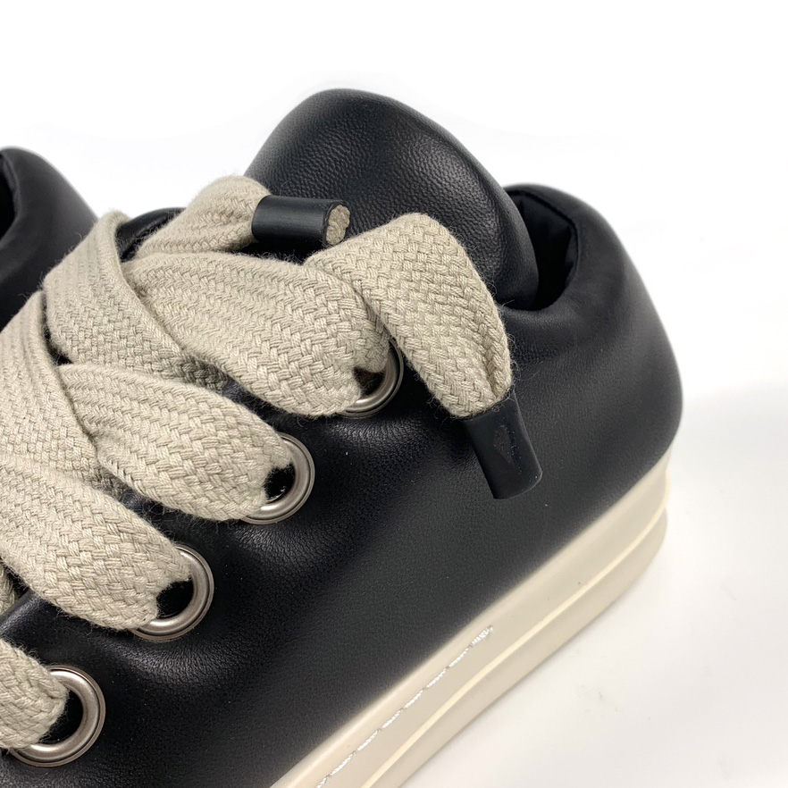 Rick Owens Black Jumbo Lace-up Padded Sneakers - DopestKickz