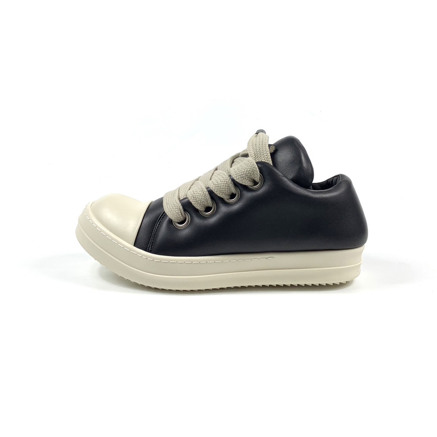 Rick Owens Black Jumbo Lace-up Padded Sneakers - DopestKickz