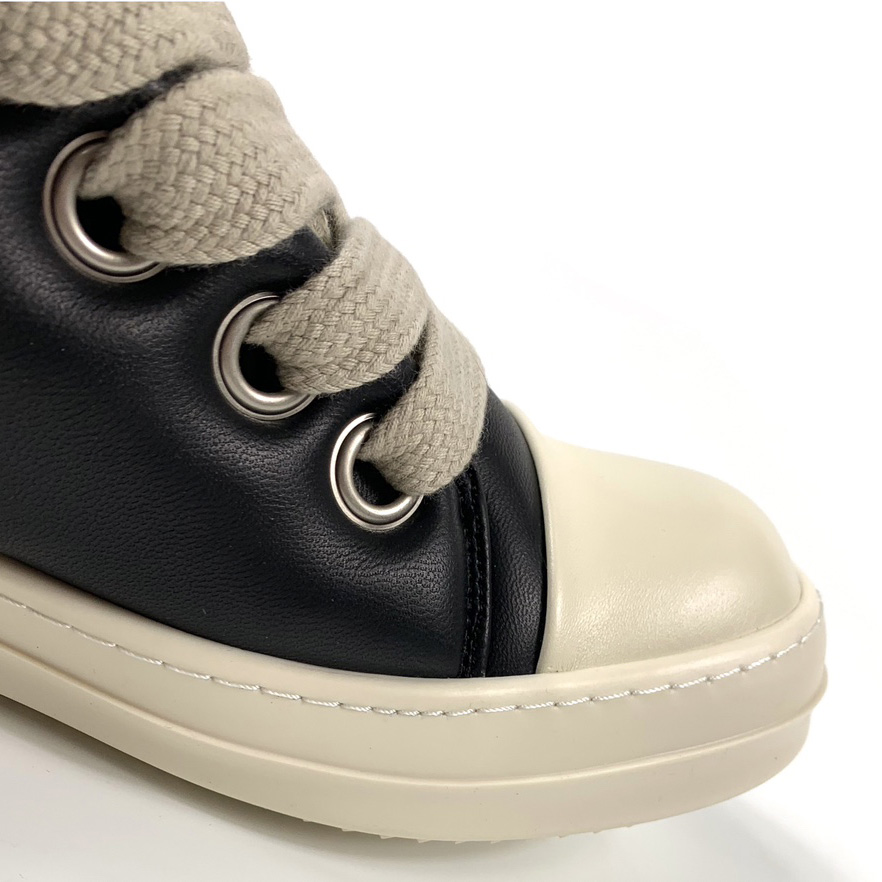 Rick Owens Black Jumbo Lace-up Padded Sneakers - DopestKickz