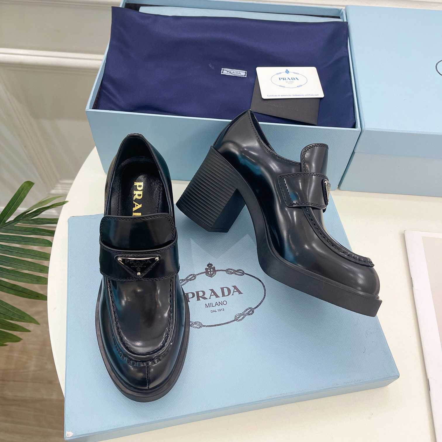 Prada Chocolate Brushed Leather Loafers - DopestKickz