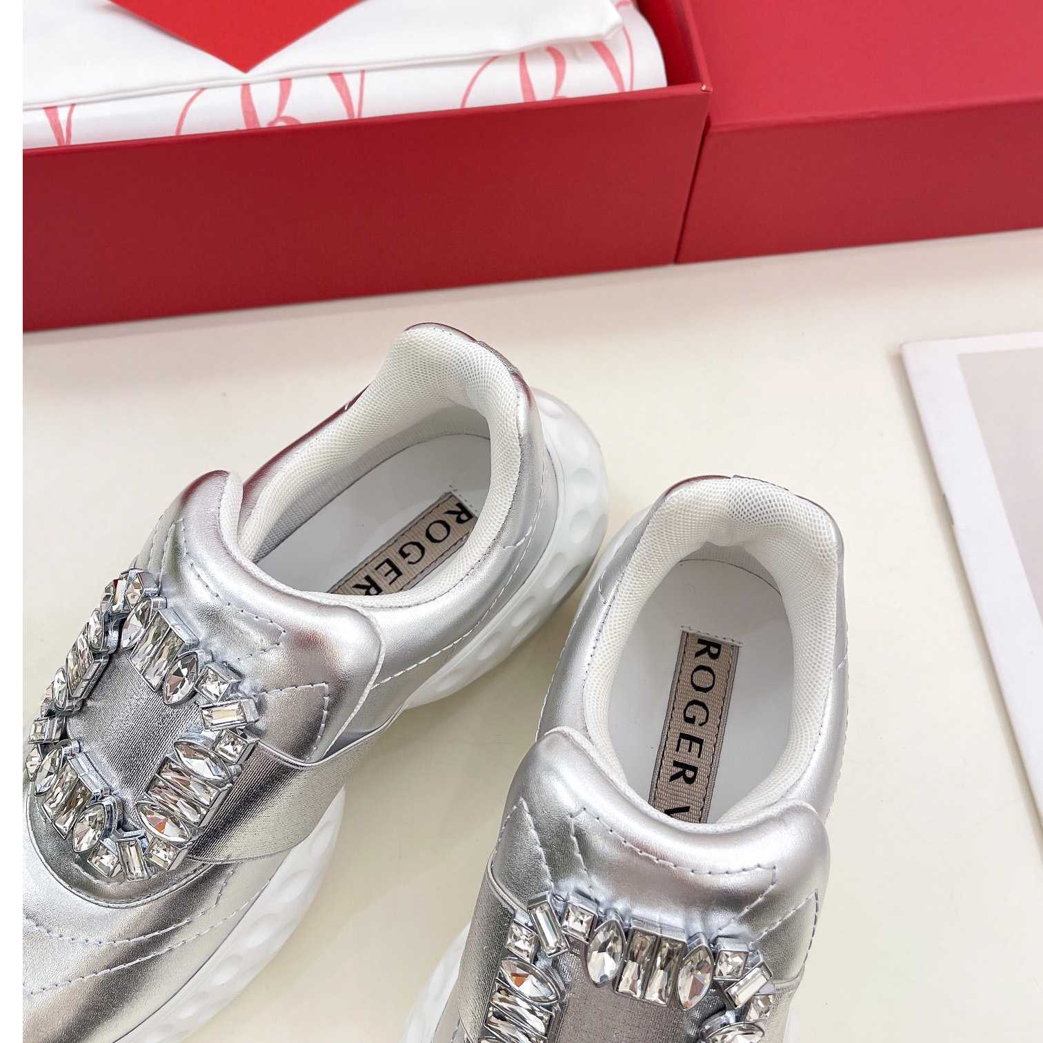 Roger Vivier Viv' Run Light Strass Buckle Sneakers In Fabrics - DopestKickz