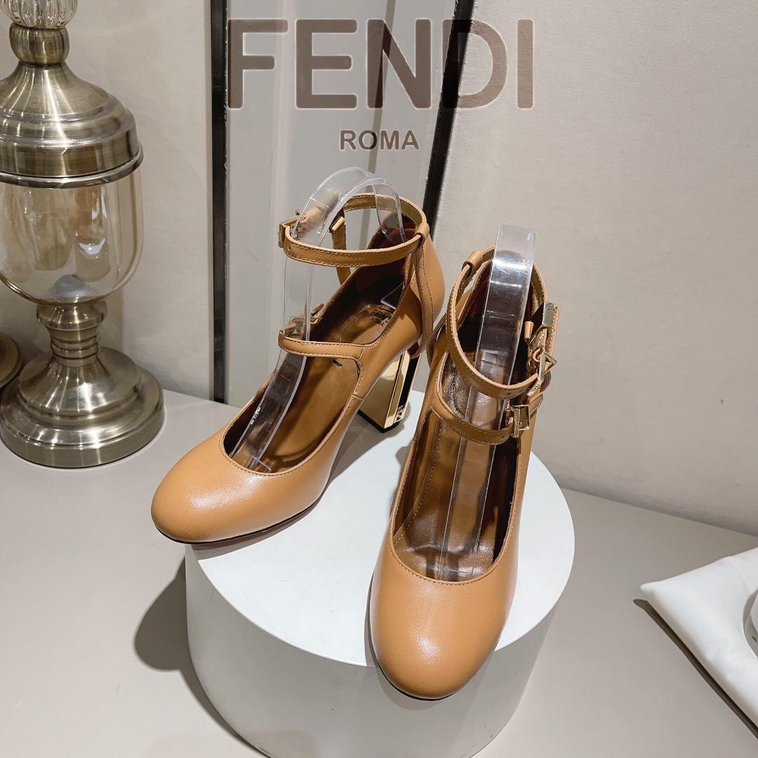 Fendi Delfina Dove Grey Leather High-heeled Court Shoes - DopestKickz