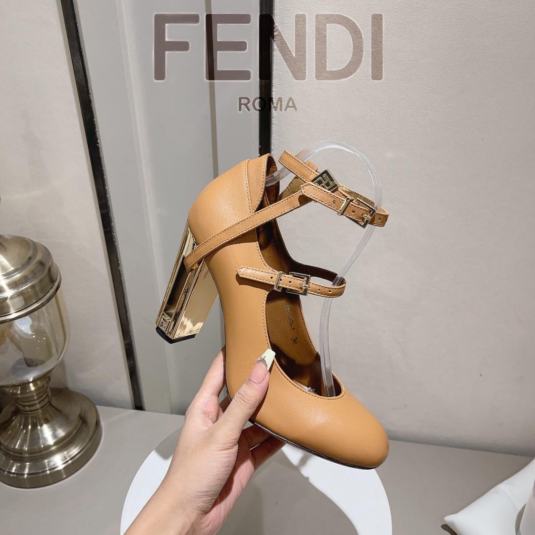 Fendi Delfina Dove Grey Leather High-heeled Court Shoes - DopestKickz