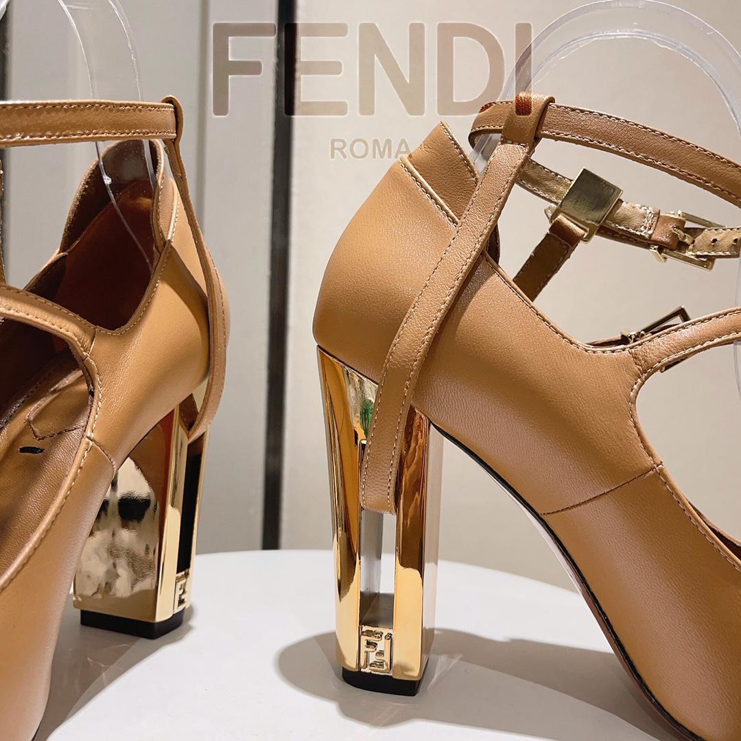 Fendi Delfina Dove Grey Leather High-heeled Court Shoes - DopestKickz