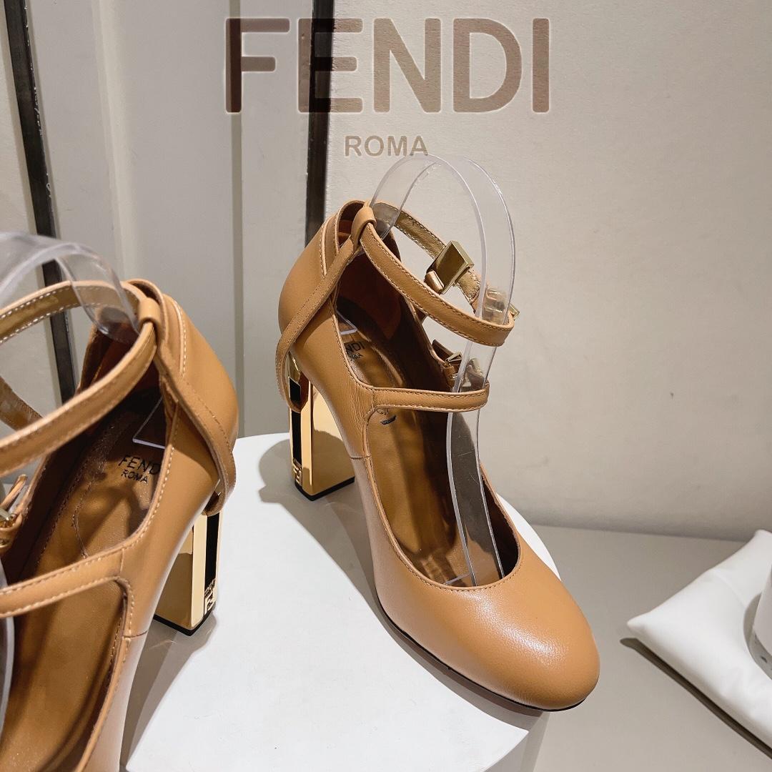 Fendi Delfina Dove Grey Leather High-heeled Court Shoes - DopestKickz