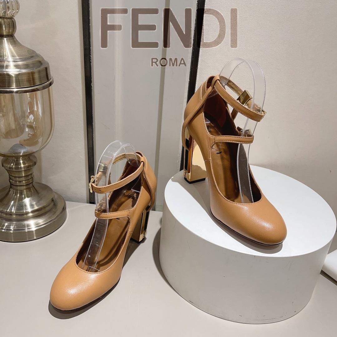 Fendi Delfina Dove Grey Leather High-heeled Court Shoes - DopestKickz