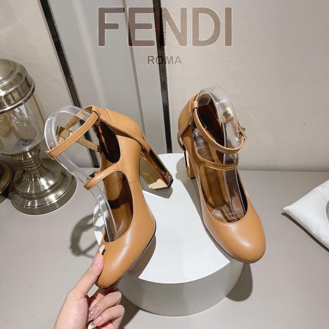 Fendi Delfina Dove Grey Leather High-heeled Court Shoes - DopestKickz