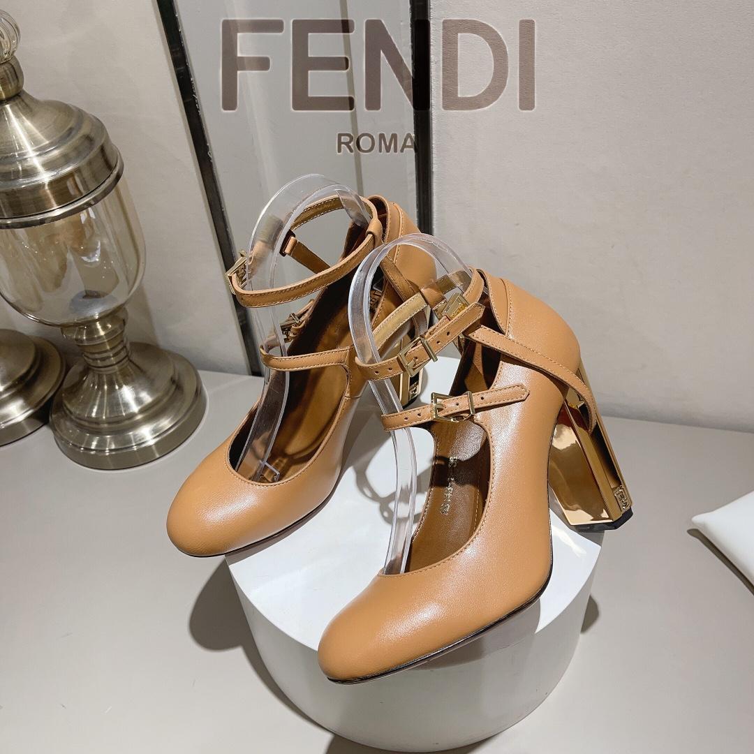 Fendi Delfina Dove Grey Leather High-heeled Court Shoes - DopestKickz