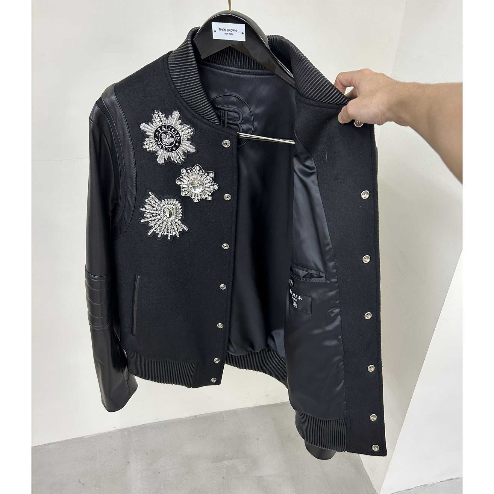Balmain Leather And Wool Jacket - DopestKickz
