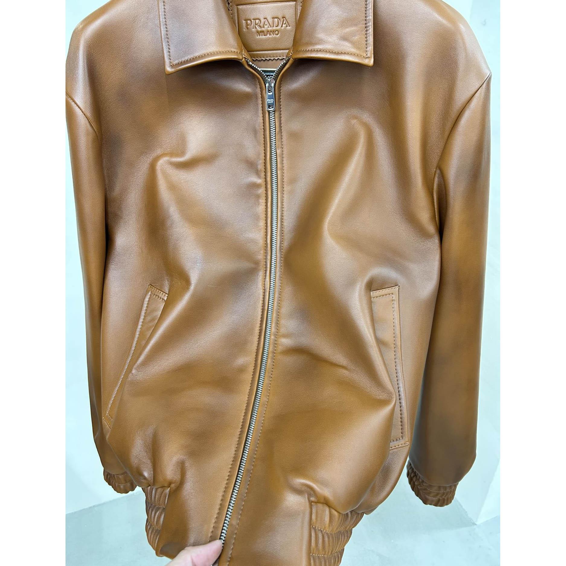 Prada Oversized Nappa Leather Bomber Jacket - DopestKickz