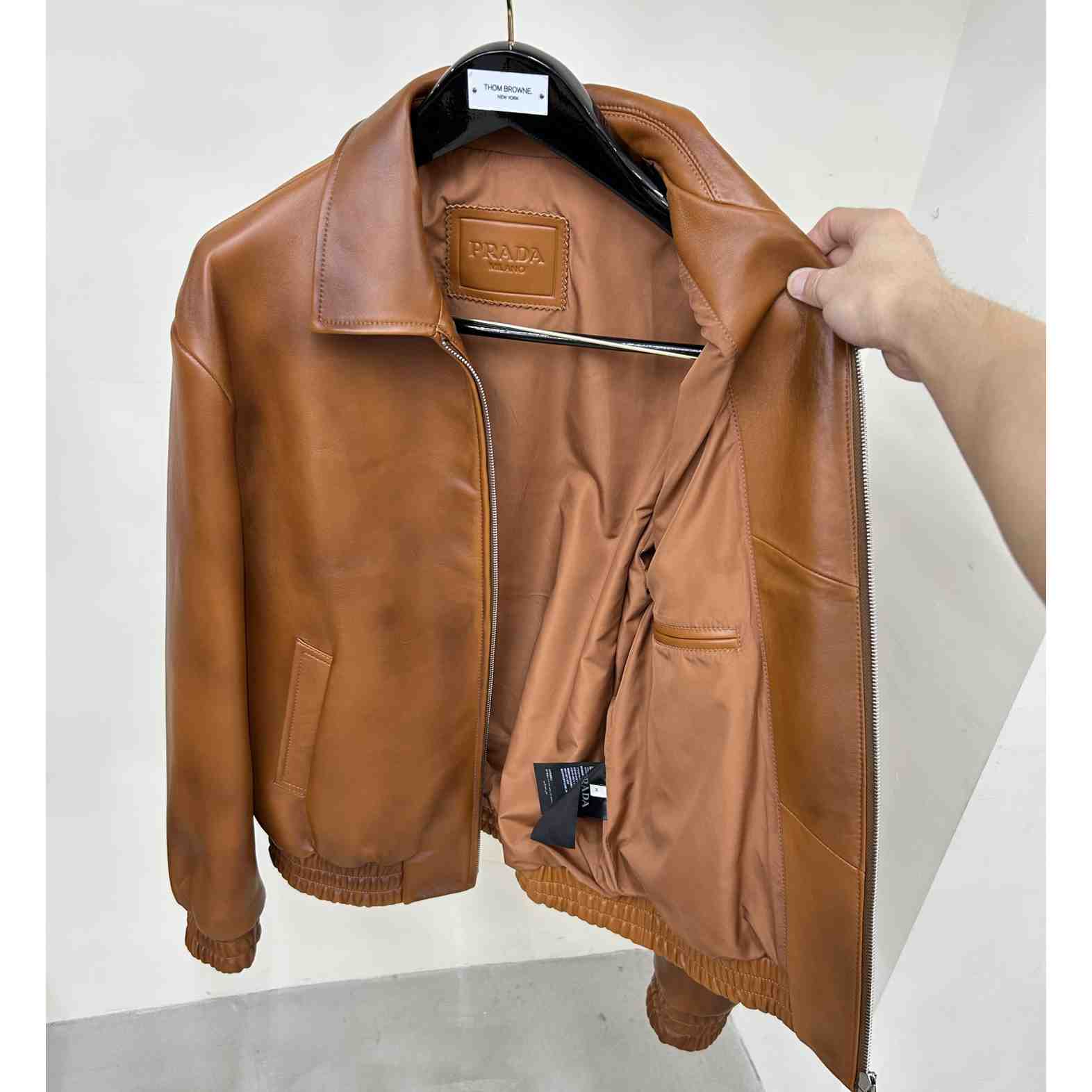 Prada Oversized Nappa Leather Bomber Jacket - DopestKickz
