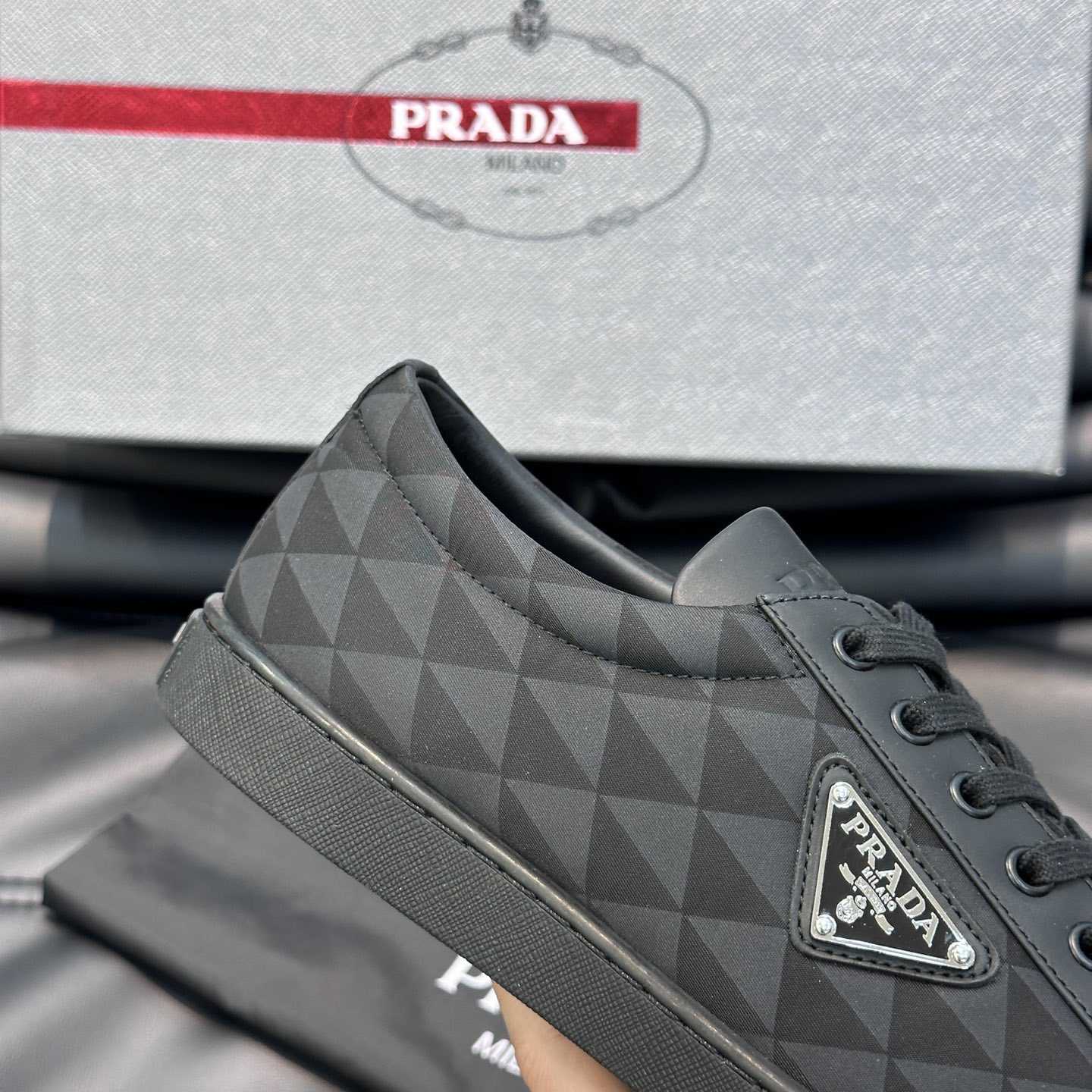 Prada Leather And Re-Nylon Sneakers - DopestKickz